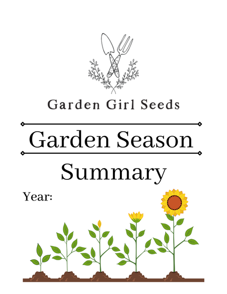 Garden Season Summary Printable