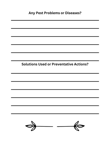 Garden Season Summary Printable