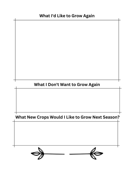 Garden Season Summary Printable