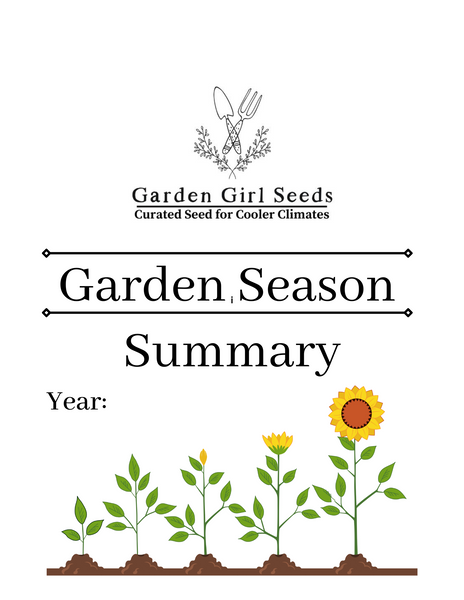 Garden Season Summary Printable